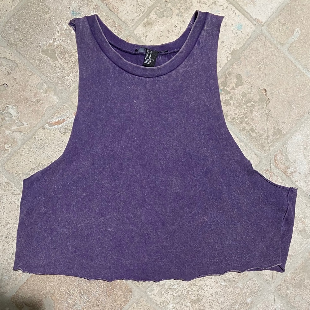 🆕 Distressed Purple Crop Tank